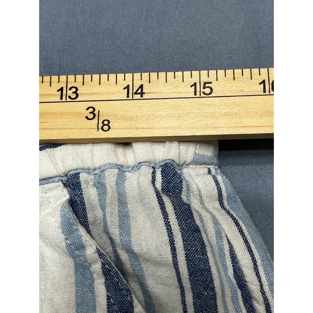 Counterpart Women's Blue White Striped Linen Blend Wide Leg Pants Medium - Picture 6 of 7